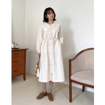 韓國春季優雅口袋洋裝/外套